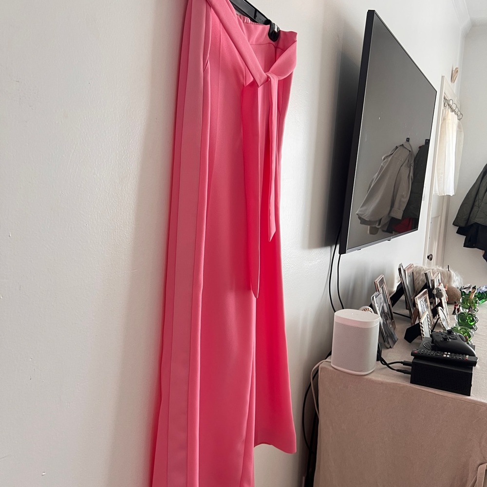 Me + Em Pink Wide Leg Waist Tie Trousers - Picture 7 of 9